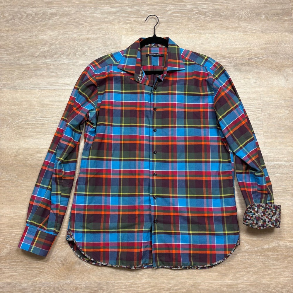 Hammer Made Plaid Button Down Long Sleeve‎ Shirt Men's Neck 16.5